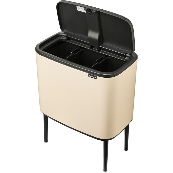 Сміттєвий відер Brabantia Bo Touch Bin на 36 л, металевий, білий, з 3 внутрішніми відрами по 11 л, 54 x 32 x 68 см