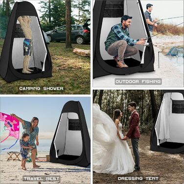 Brian & Dany Pop Up Camping Shower Tent - Portable Changing Tent with Rainfly & Windows - Outdoor Privacy Shelter, UPF 50+ Waterproof, 120x120x190cm