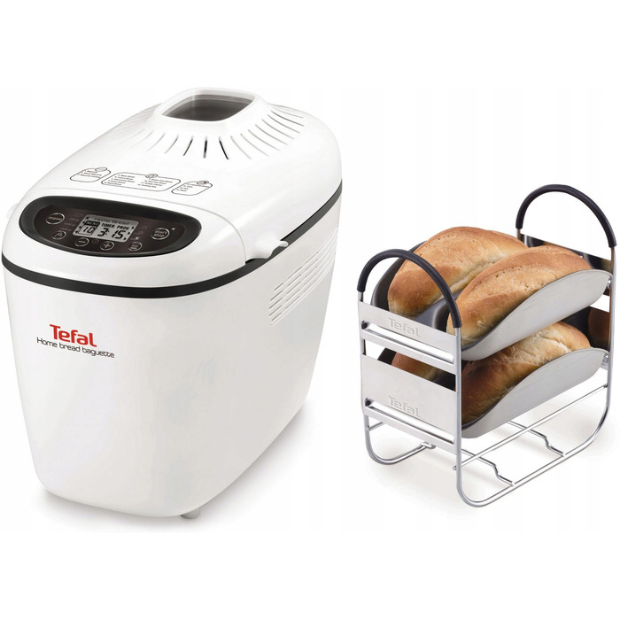 Хлібопічка Tefal, біла, 1600 Вт, 1.51 кг, 16 програм, комплект