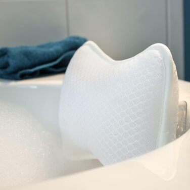 Navaris Small Bathtub Pillow made of Mesh - Tub Pillow Headrest Neck Pillow for Bathtub - Öko Tex Standard 100 - Anti-Slip in White