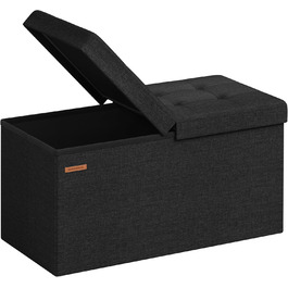 Складана банкетка SONGMICS з місцем для зберігання, 76×38×38 см, до 300 кг, чорна, для коридору, вітальні, спальні