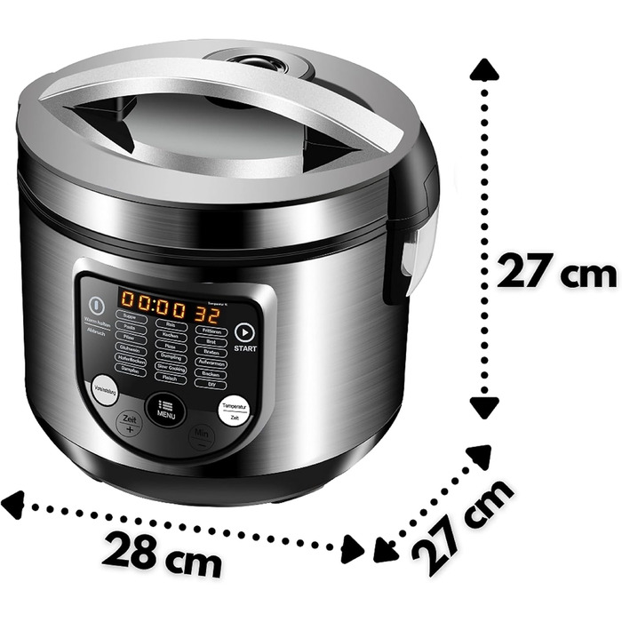 18-in-1 Multi Cooker Slow Cooker | 900 Watts | 5 Liters | Rice Cooker | Steamer | Food Warmer | Sauté Pan | Yogurt Maker | Multi Cooker | Pressure Cooker | Hot Cooker | Cooker