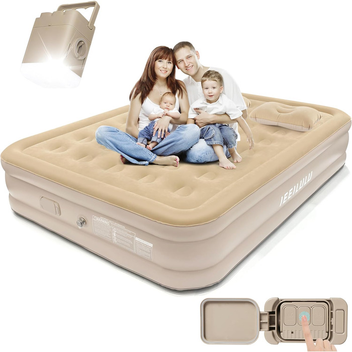 Надувний матрац самонадувний, односпальний з насосом та нічною підсвіткою, гостьовий, для дому та кемпінгу, 190 x 100 x 40 см