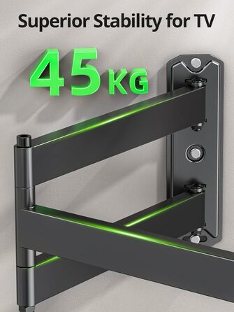 Кріплення для телевізора USX MOUNT на стіну з подовженою балкою, для LCD/LED/OLED телевізорів 37-80 дюймів, витягування 814 мм, регульоване нахилом та поворотне на 180°, VESA до 600x400 мм, вантажопідйомність до 45 кг, ідеально для кутового монтажу