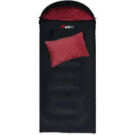 Спальний мішок для дорослих – широка прямокутна модель на 3 сезони з кишенею та сумкою для перенесення, 300 г/м² бавовна, водонепроникний, для кемпінгу, дому та відпочинку на природі, блискавка з правого боку