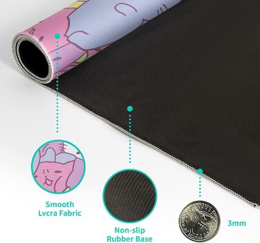 Японський килимок для миші з хвилями океану, великий ігровий килимок для миші в стилі аніме, подовжений килимок для столу Канагава, товщина 3 мм, антиковзаюча гумова основа, 80 x 30 см. (Милі котики)