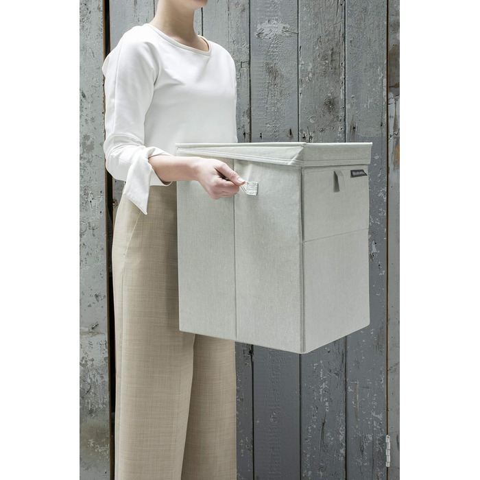 Brabantia - Stackable Laundry Box - Laundry Basket - Easy to fill and empty - Large volume - Quickly folds flat - Lightweight and sturdy handles - Green - 35 L - 37.0 x 44.5 x 32.0 cm