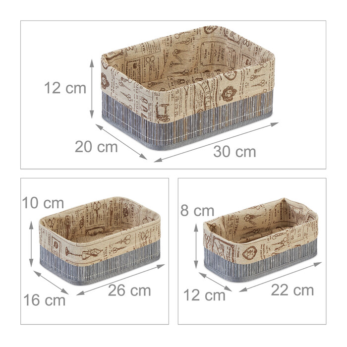Relaxdays 3-Piece Bamboo Storage Baskets