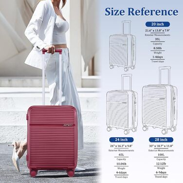 Набір валіз Joyway 4шт з жорстким корпусом та TSA-замком, розширюваний, чорний (червоний), комплект валіз