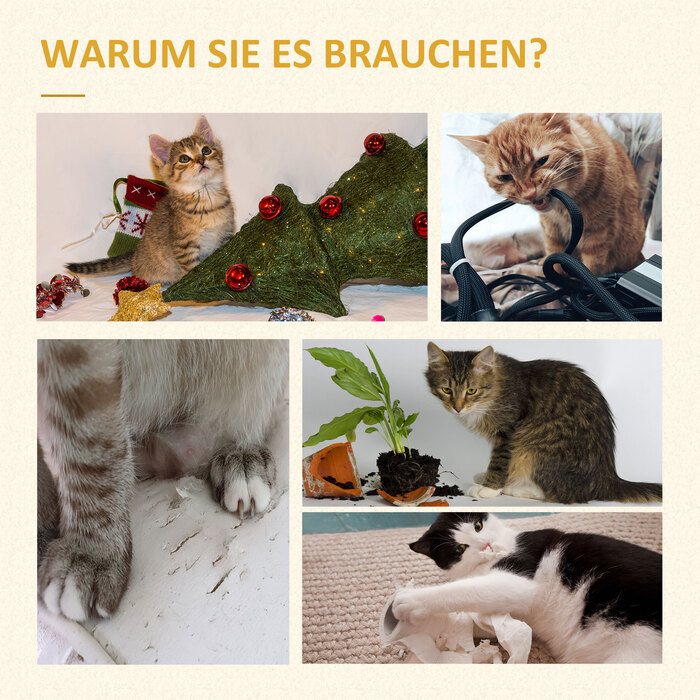PawHut Дряпка для котів, велика кігтеточка 130 см, з котячою печеркою та іграшками-кульками, стовпчики з джуту, хакі+бежевий, ДСП, плюш | Aosom