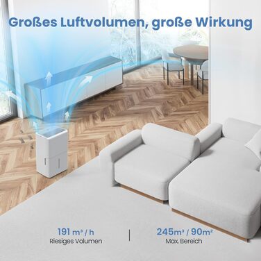 Електричний осушувач повітря Newentor 25L: для підвалу, дому, 215 м³/80 м², з таймером, фільтром, шлангом, гарантія 10 років