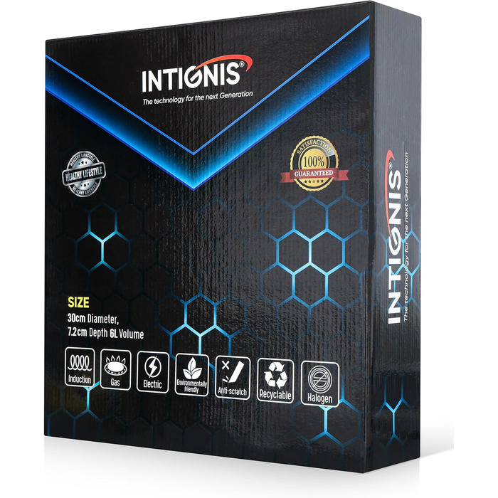 Сковорода INTIGNIS® з кришкою, 30 см (12 дюймів), 6 л, антипригарне покриття, нержавіюча сталь, глибока, без хімікатів