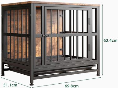 Дерев'яний вольєр для собак, 83 см, велика собача будка для дому, міцний вольєр для великих собак, вольєр з 2 дверима, знімний піддон, приліжний столик