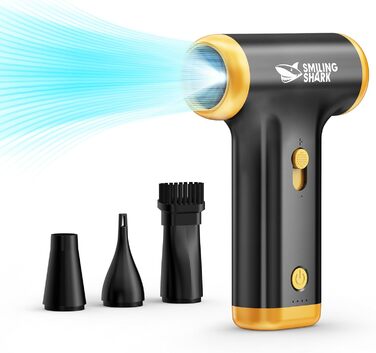 Електричний пилосос-фен Smiling Shark JF-01 Pro (Чорний): для чищення ПК, клавіатури, авто. Регулювання швидкості, LED-підсвітка, 5 kPa, 130000 об/хв
