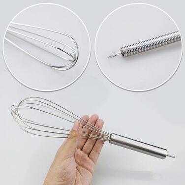 Набір з 4 штук міксерів для кухні LAMXD - нержавіюча сталь, професійні ручні вінчики, для вимішування тіста, яєць, збивання - 21/26/29 см, сріблястий