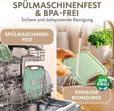 Набір обробних дощок Blumtal (S/M/L) - 3 шт. з пластику, з жолобками для соку та ручкою, BPA free, придатні для миття в посудомийній машині