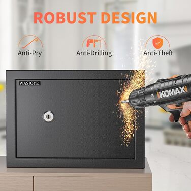 Сейф настінний Safe Tresor WASJOYE з ключем 19L для грошей, коштовностей, документів (25x35x25 см)
