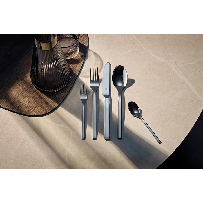 WMF Tavira Cutlery Set, 6 Persons, 30-Piece, Monobloc Knives, Cromargan Stainless Steel Polished, Shiny, Dishwasher Safe, 43 x 26.7 x 43 cm