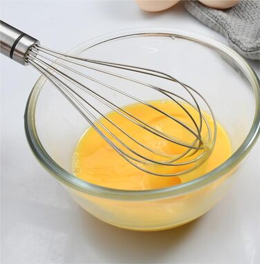 GOOPEEG Egg Beater, Multi-functional Manual Egg Mixer, Stainless Steel Egg Whisk, Kitchen Baking Tools, Suitable for Stirring and Seasoning Flour-Eggs, Kitchen Whisk (8 inch)