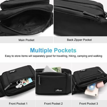 Жіноча поясна сумка-рюкзак, водонепроникна, для телефону, спортивна, для активного відпочинку, подорожей, прогулянок з собакою (чорна)