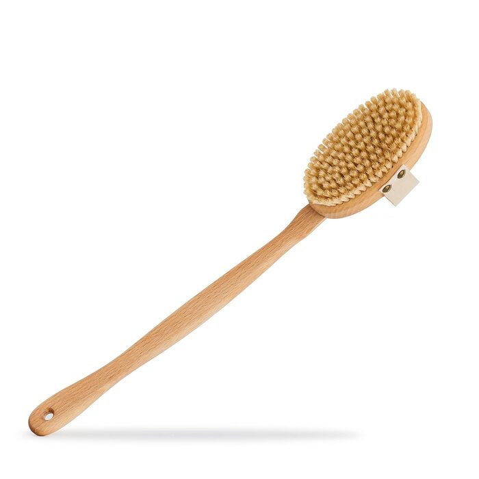 RUHI Body Brush Long / Made in Germany / 100% Natural Bristles, FSC-Certified Beechwood / Back Brush / Plastic-Free for Dry Brushing Massage Back (dry brush back) & against Cellulite
