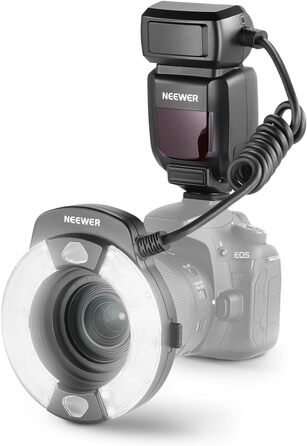NEEWER RF1-S: Кольцевий спалах для Sony, Canon - 76W, GN15, 5600K, TTL, для макрозйомки та студійного освітлення
