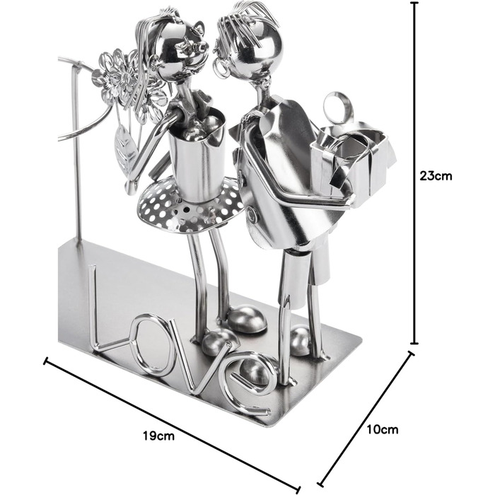 BRUBAKER Wine Bottle Holder - Loving Couple - Metal Bottle Stand with Greeting Card for Wine Gift