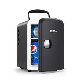 Міні-холодильник AstroAI, 4 літри, 6 банок, для авто, офісу, кімнати, косметики, 220V/12V, чорний