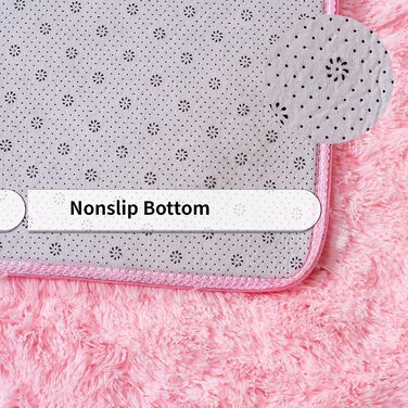 Soft, fluffy, non-slip Evitany rug for bedroom and living room, 90x160 cm, pink
