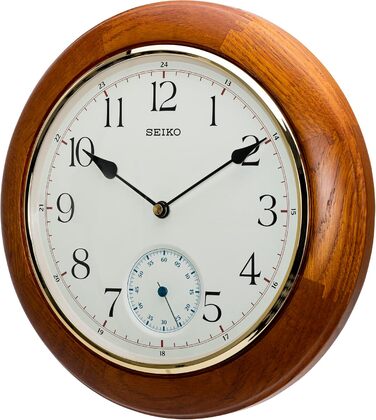 Seiko Wall Clock Brown Wood (Oak) Sweeping Second QXA432B