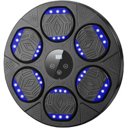Музична боксерська машина Silencomfort з LED-підсвіткою та кріпленням для рукавичок, 9 режимів швидкості та режим підрахунку, Bluetooth для занять та зняття стресу (чорний)