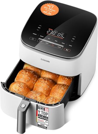 Фритюрниця Cosori Turboblaze Airfryer 9-в-1: смаження, випікання, гриль, обсмажування, 6л, тихий DC мотор, 87 рецептів, білий