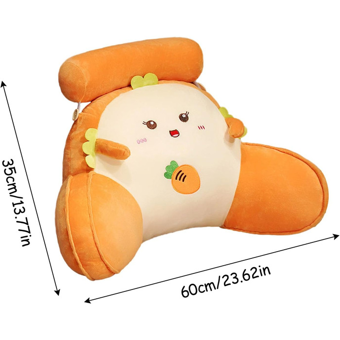 Подушка для спини з підлокітниками для ліжка, подушка для читання з знімною підтримкою шиї та підлокітниками - для читання, відпочинку та перегляду телевізора (60x35 см, F)