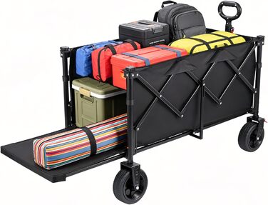 Візок-садовий YEAUPE PRO 240л, 200кг, складний, позашляховий, гальма, чорний - для покупок та активного відпочинку