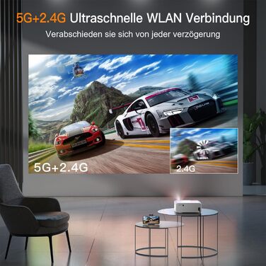 Проектор Smart Beamer 4K з автофокусом TOF 28000L, WiFi6, Bluetooth, обертання 210°, для дому та на вулицю, сумісний з Netflix, підключення до телефону/ПК