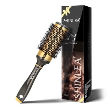 Кругла щітка для волосся SHINLEA 43 мм – професійна щітка для локонів, укладання та сушіння, підходить для жінок та дітей, золота