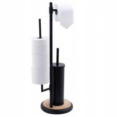 Набір для туалету Yoka Home: тримач для туалетного паперу та йоржик, чорний, стиль лофт