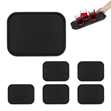 Relaxdays Serving Tray Set of 6 in Black