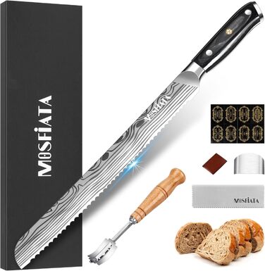 MOSFiATA Brotmesser 10 дюймів, хвилястий ніж для хліба, булочок та випічки - професійний ніж пекаря, для нарізання хліба, довгий ніж для хліба, ніж для булочок, елегантна подарункова упаковка
