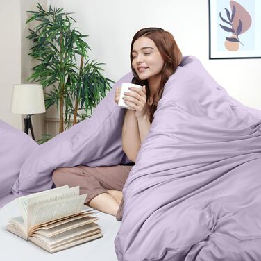 Комплект постільної білизни Utopia Bedding, повний розмір: простирадло на гумці, 2 наволочки, 203 x 228 см, ультрам'яка мікрофібра, лаванда