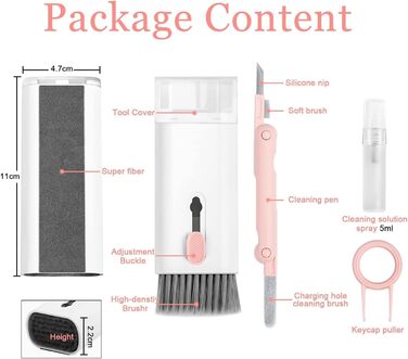 Набір для чищення клавіатури та гаджетів 7 в 1: клавіатура, екран, камера, ноутбук, телефон