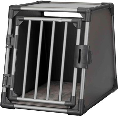 Тріксі переносна клітка для собак, алюміній, 60x65x86 см, стабільна, тиха, з безпечним замком та неслизьким килимком - 39342 (графіт, L 74x55x61 см, однокімнатна клітка)