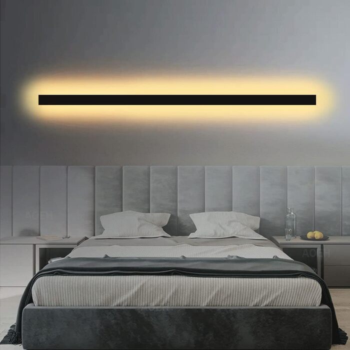 Long Villa Wall Light Black Waterproof IP65 Aluminum Acrylic Outdoor LED Wall Light for Gardens, Terraces, Bedrooms, Living Rooms, Indoor, 30cm/12w, Warm light (80cm/25w*1)