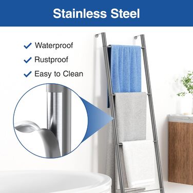 Підвісна стійка для рушників з металу, біла – 4 яруси, для ванної, кухні, вітальні