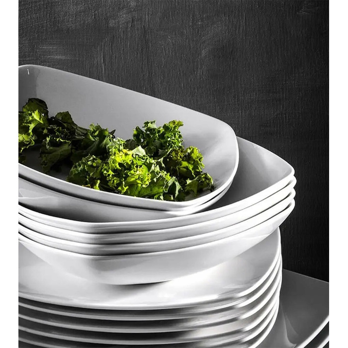 Обідно-кавовий сервіз Carlina від Konsimo, 60 предметів, на 12 осіб, біла порцеляна