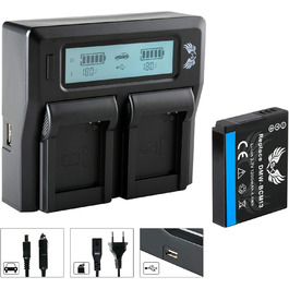 Запасний акумулятор 2x 1200mAh для Panasonic Lumix DMC-FT5 TZ40 TZ41 TZ55 TZ61 TZ71 ZS30 + зарядний пристрій (2 шт. акумулятори + Dual LCD зарядний пристрій)