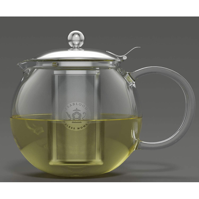 Чайник Teabloom Classica: скляний чайник з нержавіючою сталею, 1200 мл, з чайним ситечком