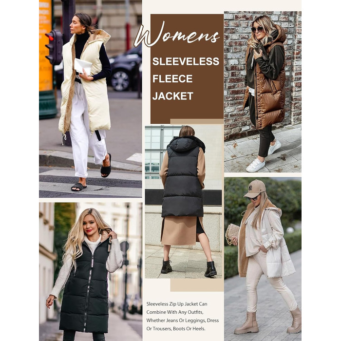 Жіноча жилетка Tuopuda з капюшоном, степкова, з флісовою підкладкою, тепла зимова куртка, безрукавка, термо-жилетка, на блискавці, чорна, розмір S