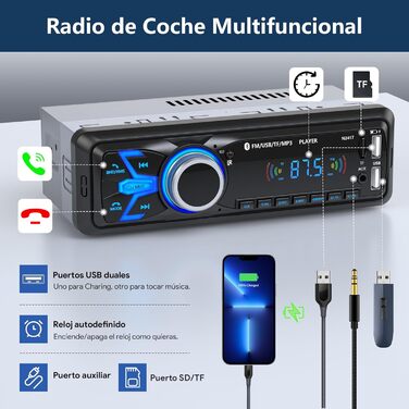 Автомагнітола 1 DIN з Bluetooth, для авто
