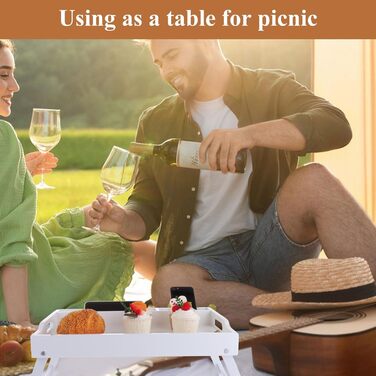 Бамбуковий столик SHUESS для ліжка та дивану, чорний, з регульованими ніжками, 41,5 x 30 x 20,5 см. Ідеально для сніданку, роботи, сервірування та відпочинку.